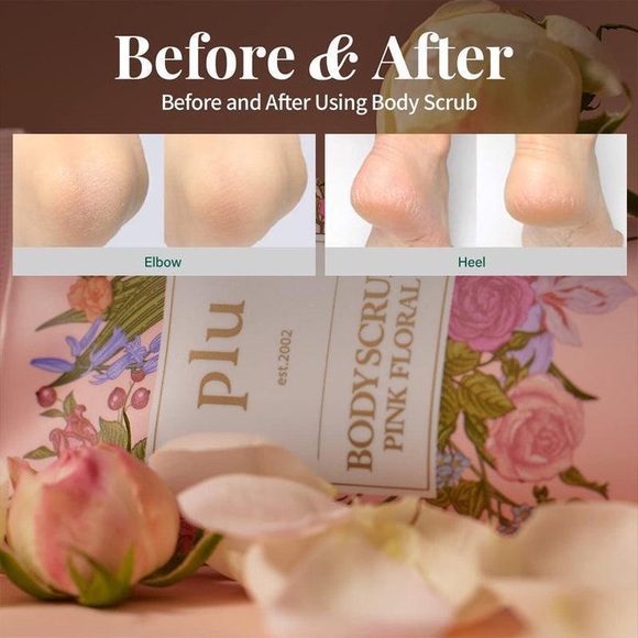 PLU Body Scrub Pink Floral Duo Set 200g x2 | Exfoliate Moisturize Glow - Picture 9 of 11